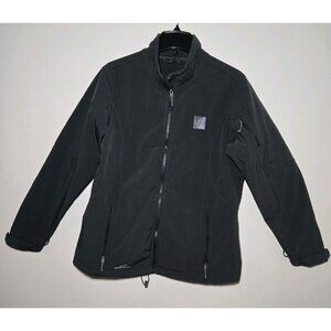 Eddie Bauer Jacket Mens XL Black Softshell Full Zip Lined Embroidered Outdoor